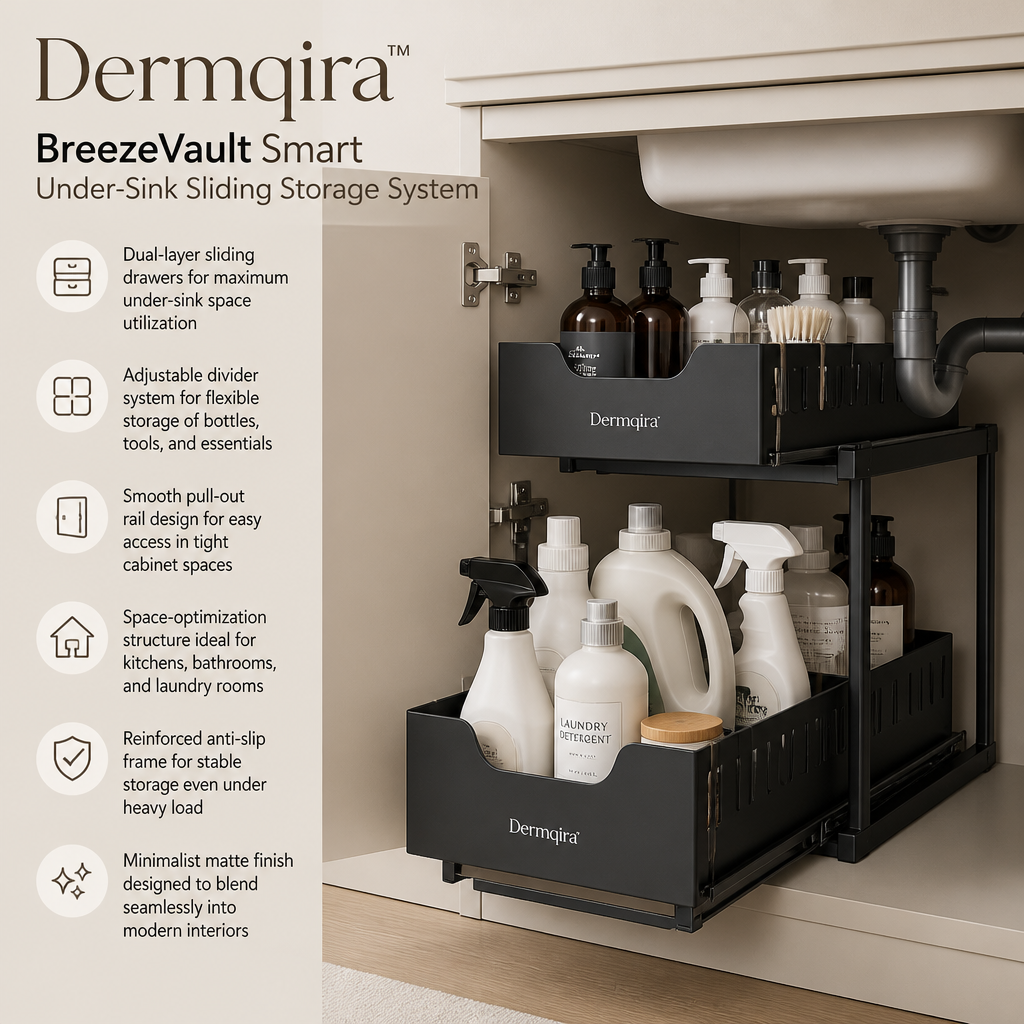 Dermqira™ BreezeVault Smart Under-Sink Sliding Storage System