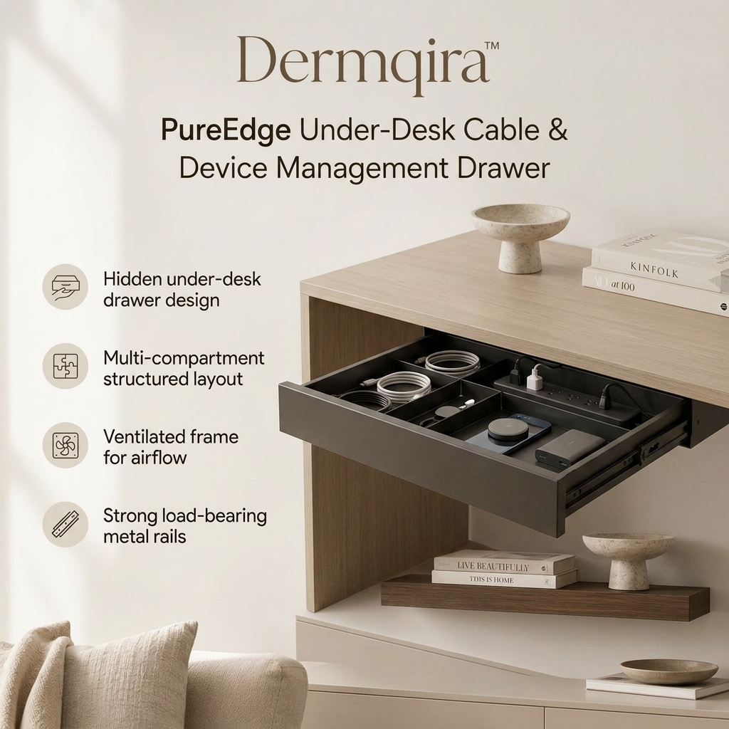 Dermqira™ PureEdge Under-Desk Cable & Device Management Drawer